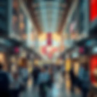 Bustling shopping area at المعيصم مول filled with visitors