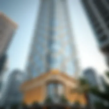 Close-up of the architectural details showcasing modern design elements of Lulu Tower