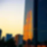 Lulu Tower at sunset with vibrant colors reflecting off the glass facade