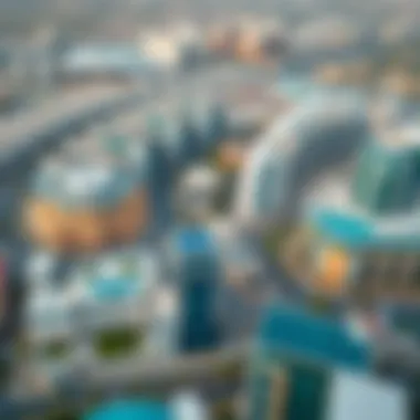 Dubai's Free Zones: Aerial Perspective of Innovation Aerial view of Dubai's free zones showcasing modern architecture