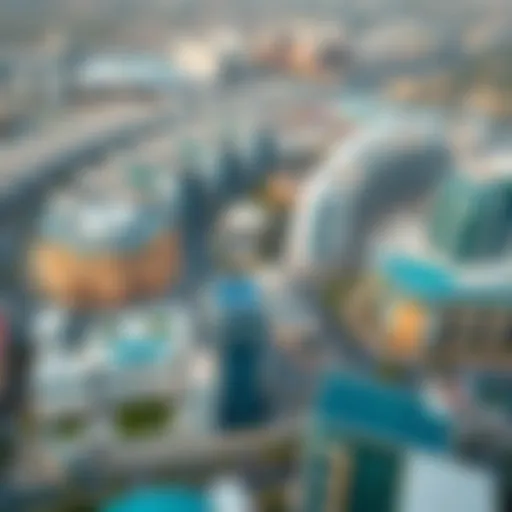 Dubai's Free Zones: Aerial Perspective of Innovation Aerial view of Dubai's free zones showcasing modern architecture