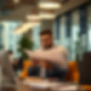 Understanding Regulations in Dubai's Free Zones A business professional reviewing paperwork and regulations in a modern office