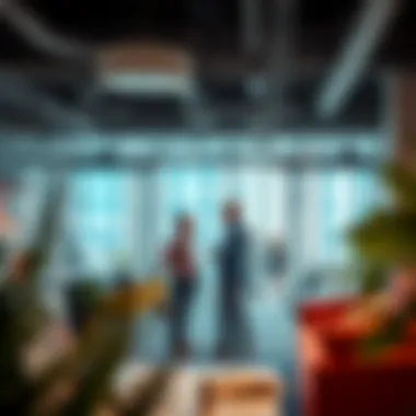 Collaboration and Innovation in Dubai's Free Zones Entrepreneurs collaborating in a vibrant co-working space within a free zone