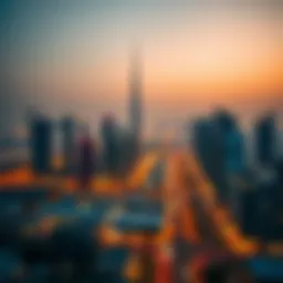 A panoramic view of Dubai's skyline at dusk