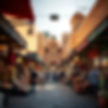 A scenic view of Souk Al Marfa with vibrant market stalls