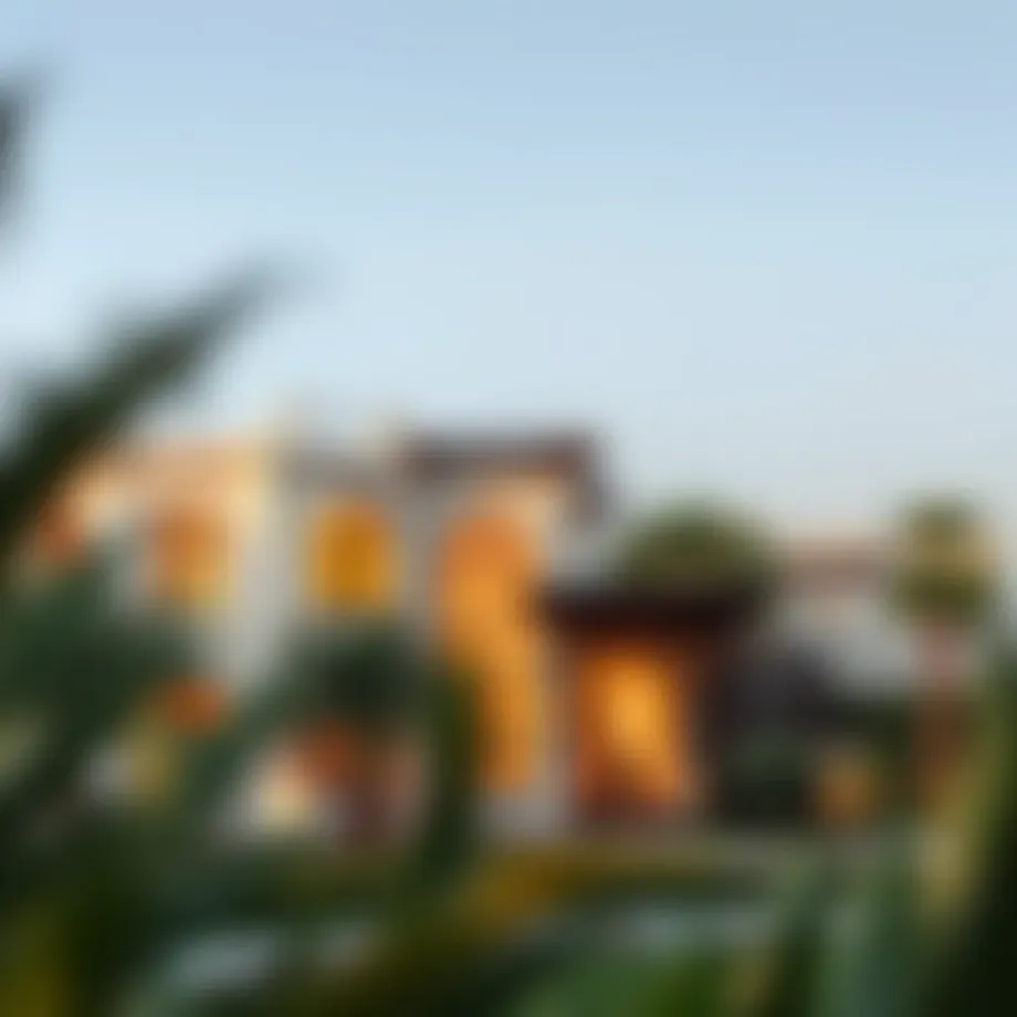 A luxurious villa surrounded by lush greenery in Dubai