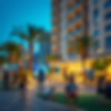 Vibrant community space with people engaging in activities