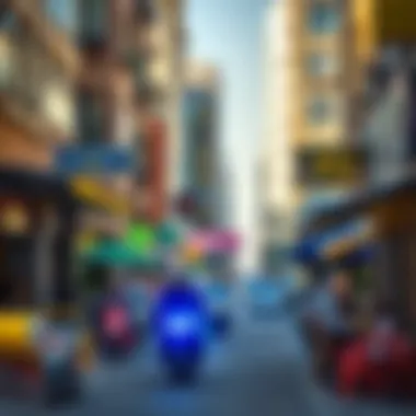 Bustling Atmosphere of City Life Vibrant street life along Shaikh Khalifa Bin Zayed Al Nahyan Street with cafes and shops