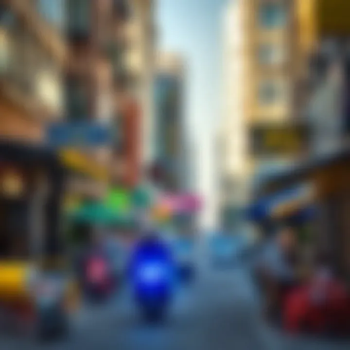 Bustling Atmosphere of City Life Vibrant street life along Shaikh Khalifa Bin Zayed Al Nahyan Street with cafes and shops