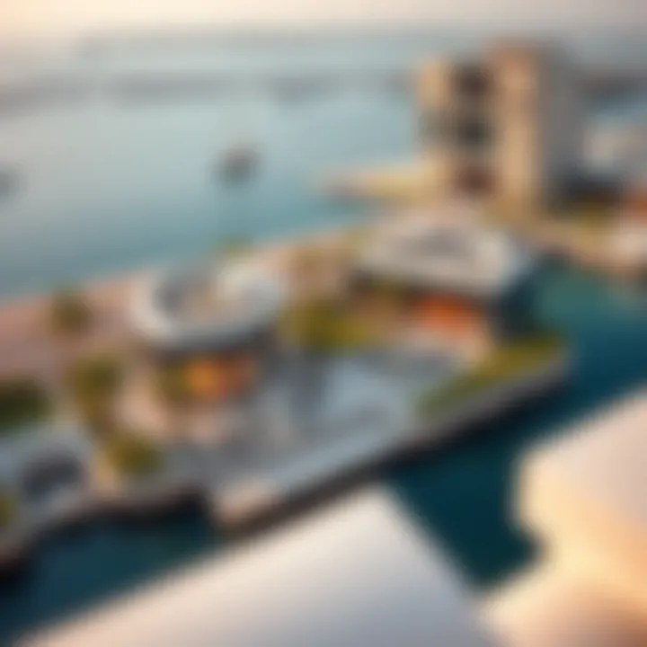 Aerial view of a luxury villa by the waterfront in Dubai