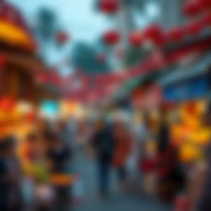 A vibrant market showcasing diverse cultures in Dubai