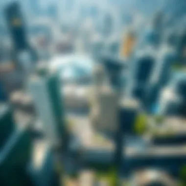High-Demand Areas in Real Estate Aerial view of a bustling city highlighting high-demand areas