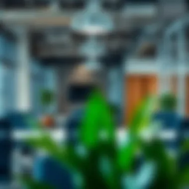 Interior showcasing collaborative workspace in a Dubai business center