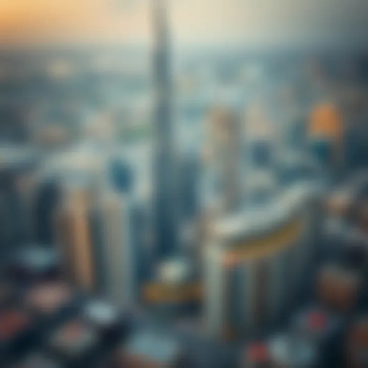 Dubai's Iconic Skyline Aerial view of Dubai's skyline featuring iconic skyscrapers