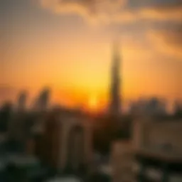 Stunning skyline of Abu Dhabi at sunset