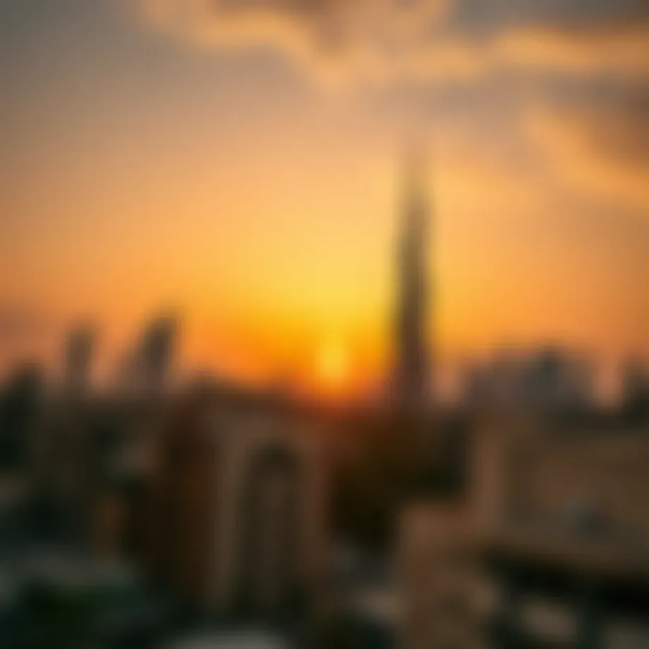 Stunning skyline of Abu Dhabi at sunset