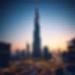 Majestic view of Burj Khalifa at sunset