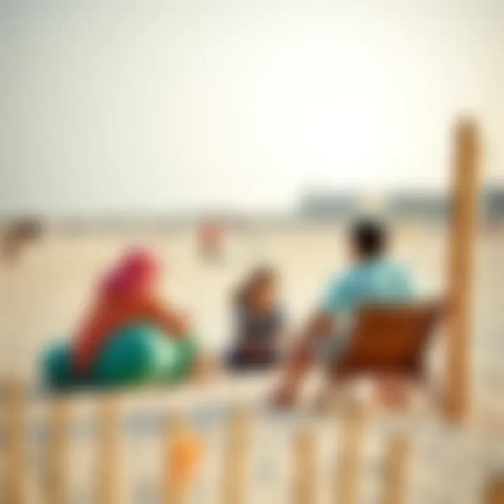 Family enjoying a day at Umm Suqeim Beach with activities and relaxation