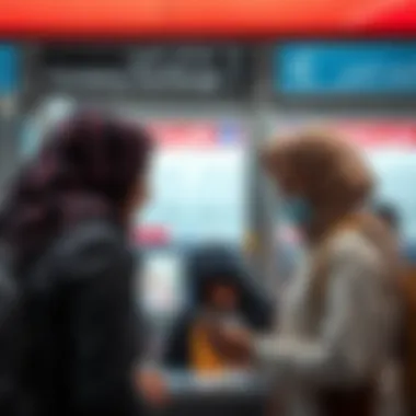 Currency Exchange for Travelers Travelers engaging in a currency exchange transaction