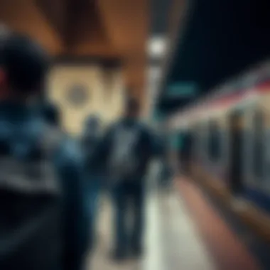 Passengers waiting at the metro station