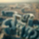 Aerial Overview of Dubai International City Aerial view of Dubai International City showcasing its unique architectural design