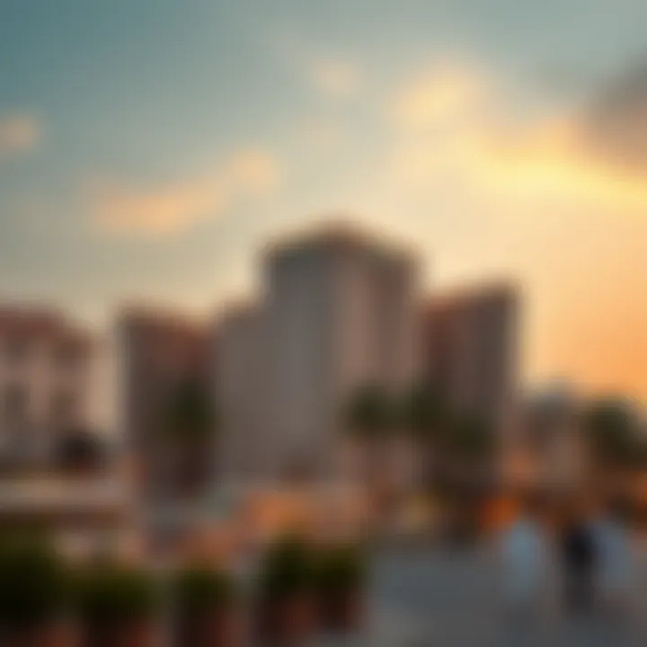 Historical depiction of the Al Awaqf Building in Dubai's skyline