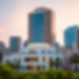 A panoramic view of the Al Awaqf Building showcasing its architectural elegance