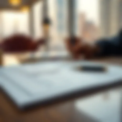 Illustration of a title deed document with a pen on a desk