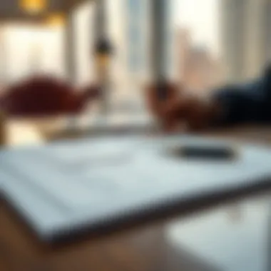 Title Deed Document and Signing Process Illustration of a title deed document with a pen on a desk